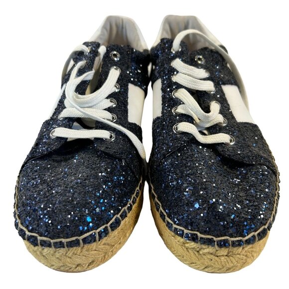 Marc Fisher Womens Navy Glitter Espadrille Sneakers Size 9.5M - Picture 2 of 9